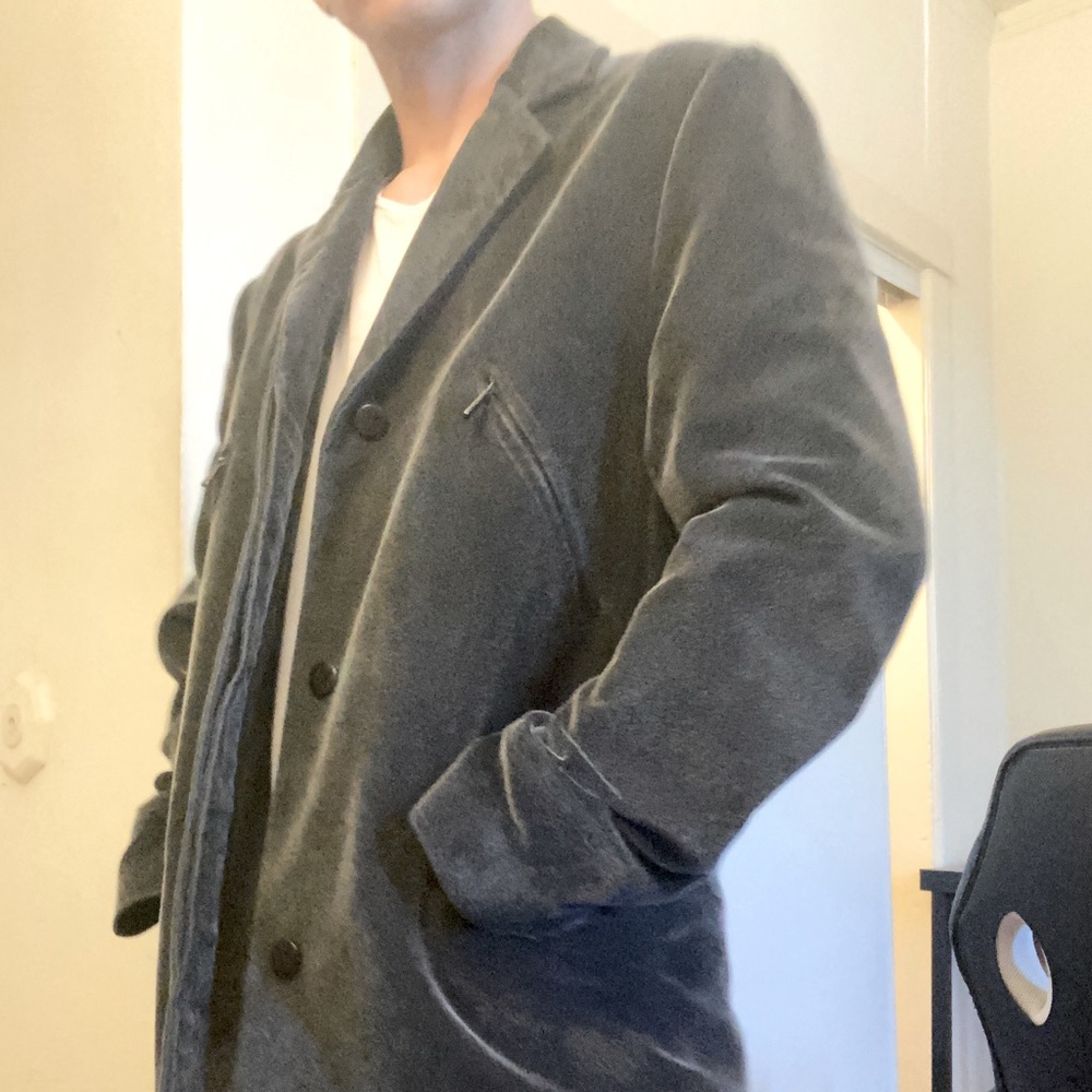 Versus crush velvet coat charcoal gray